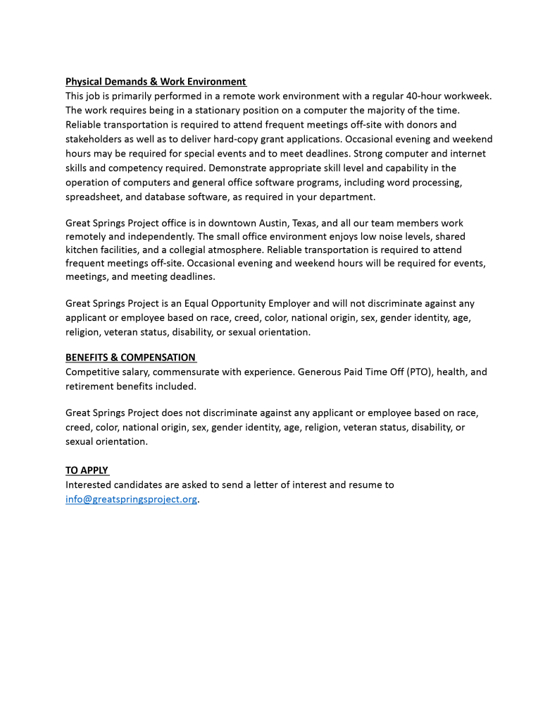 GSP Grants Manager Position Description page 3